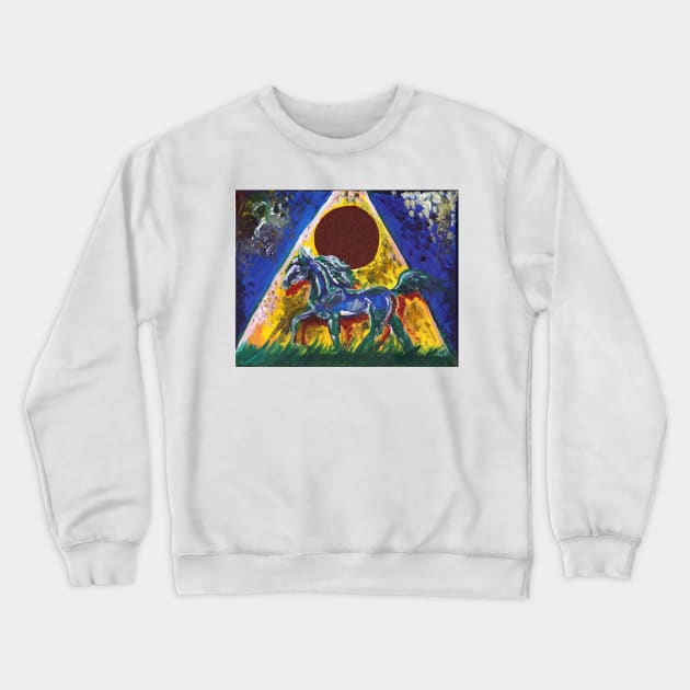 Horse and Pyramid Crewneck Sweatshirt by pegacorna